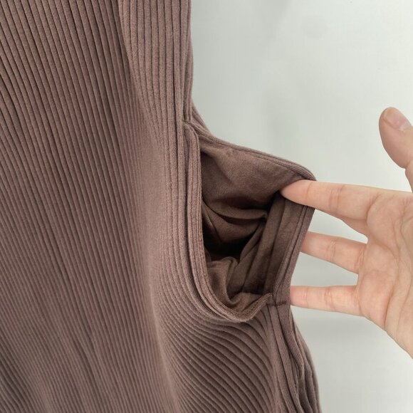 Rowan Size Large Brown Alison Rib Tee Shirt Dress Mini Pockets - Picture 10 of 14